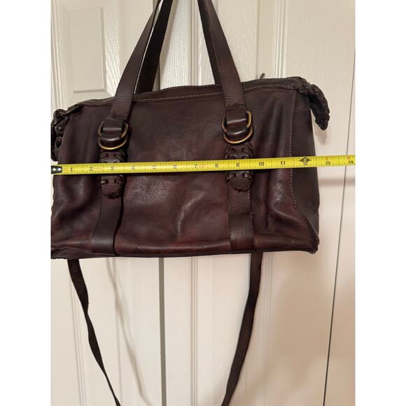 Rare FRYE Chocolate Brown Leather Braided Samantha Satchel Bag - Picture 12 of 15